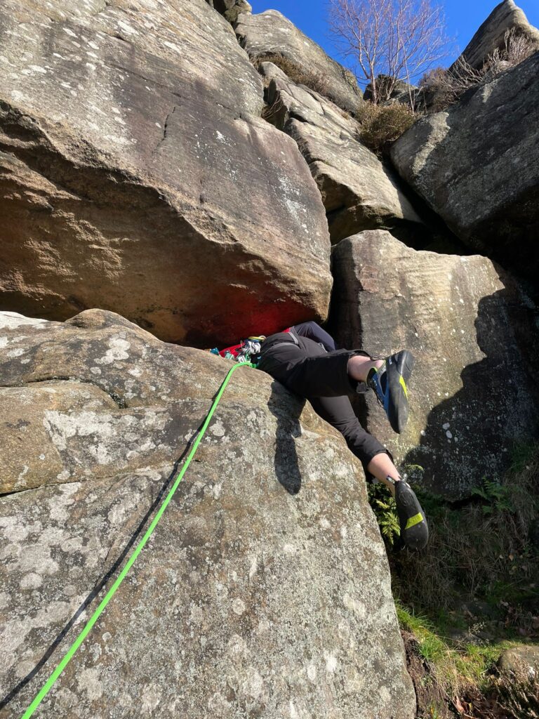 really getting into the climb - Stanage